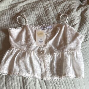 American Threads white lace tank top